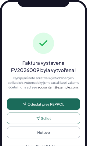 Elektronická faktura odeslaná z mobilní aplikace Doclaris